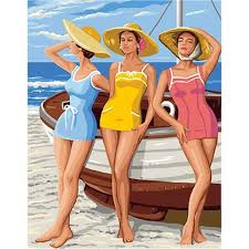 Canevas Penelope Filles De Plage Royal Paris En 2020 Fille Sur La Plage La Maison Du Canevas Canevas