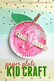 Paper Plate Apple W Popsicle Stick Worm Kid Craft School Kids Crafts School Crafts Crafts For Kids
