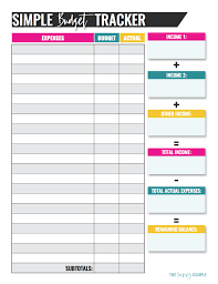 Simple Monthly Budget Template Printable Digital
