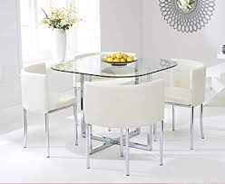 4.6 out of 5 stars. Algarve Glass Stowaway Dining Table With Cream High Back Stools
