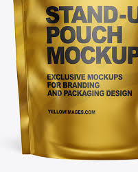 Metallic Stand Up Pouch Mockup In Pouch Mockups On Yellow Images Object Mockups