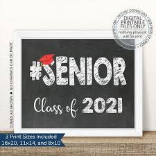 Senior Class Of 2021 First Day Of Senior Year Sign Printable Etsy In 2020 Graduation Poster School Chalkboard First Day Of School