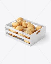 Crate With Potatoes Mockup Half Side View In Packaging Mockups On Yellow Images Object Mockups