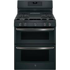 Ge 6 8 Cu Ft Double Oven Gas Range With Self Cleaning And Convection Lower Oven In Black Slate Fingerprint Resistant Jgb860fejds The Home Depot Double Oven Gas Double Oven Gas Range Double