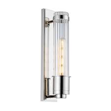 Ribbed glass bathroom wall light. Wellington Single Chrome Art Deco Bathroom Wall Light Ribbed Glass