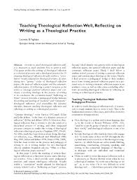 The following example shows how a student's observations from a classroom can be analysed using a theoretical concept and how the experience can help a student to evaluate this concept. Pdf Teaching Theological Reflection Well Reflecting On Writing As A Theological Practice Lucretia B Yaghjian Academia Edu
