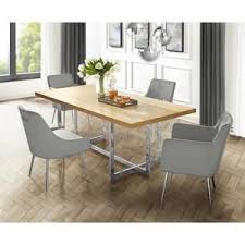 Inspired Home Davian 70 8 In Oak Wood Veneer Dining Table With Chrome Metal Legs Dt122 09aks Hd The Home Depot In 2020 Long Dining Room Tables Dining Table Wooden Dining Room Chairs