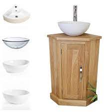 Sink cabinets sink base cabinets bathroom countertops legs. Solid Oak Bathroom Vanity Cabinet Cloakroom Corner Cabinets Basin Mirror Ebay