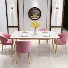 Porsha dining chair, set of 2, gray velvet, chrome legs by meridian furniture (49) $503$825. Nordic Dining Table And Chair Combination Simple Iron Restaurant Dining Table Small Apartment Marble Dining Table And Chairs From China Tradewheel Com
