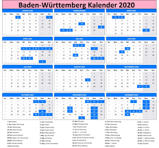 Die aktuelle kalenderwoche für heute ist: Baden Wurttemberg Kalender 2020 Excel Kalender 2020 Zum Ausdrucken