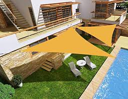 Modelli di tende filtranti, oscuranti, a pannello, a rullo. Heng Feng Vela Ombreggiante Tenda A Vela Triangolare Pes 5 X 5 X 7 M Impermeabile Protezione Raggi Uv Per Esterni Giardino Verande Colore Sabbia