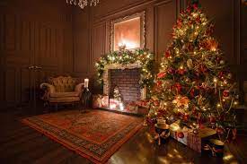 Holiday Zoom Backgrounds Christmas Cheer New Year S Eve And Winter Scenes Zdnet Christmas Tree And Fireplace Christmas Card Background Christmas Background