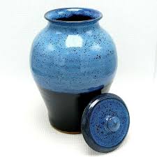 Large Adult Funeral Cremation Urn Human Ashes Blue Black 11 Ceramic Pottery New Funeral Cremation Crematio Ceramic Pottery Pottery Cremation Urns