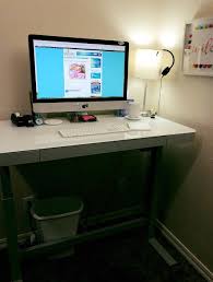 Seville classics airlift computer desk table, 47 height adjustable, tempered black glass. Rise And Shine November 7 My New Desk Costco Cook S Illustrated Magazine 6 99 Year Apple Macbook Hell