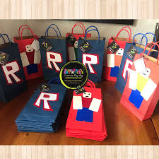 Thank You Gift Bags For Birthday Parties Roblox Party Loot Bags Birthday Decorations Kids Robot Birthday Party Lego Birthday Party