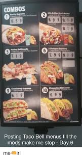 Recommended daily intake based on calories diet. Combos 1 Burrito Supreme Large Drink Crunchy Taco Supreme Xxl Grilled Stuft Burrito Large Drink Crunchy Taco 6 5 9 69 9 8 1 9 Seasoned Beef 8 1 9 6 2 Chalupas