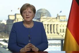 Mrs merkel using the hand sign in berlin on april 12. Coronavirus Angela Merkel Urges Unity In Germany S Biggest Times Ky