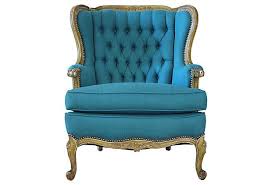 Peacock Blue Wing Chair On Onekingslane Com Site Sort Of Obnoxious But Has Great Stuff Blue Accent Chairs Blue Wing Chair Wing Chair