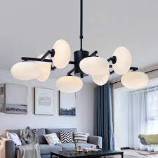Low Profile Vaulted Ceiling Lighting 8 Light 12 Light Frosted Globe Led Chandeliers 60w Metal Black Gold Multi Light Hanging Lamp For Living Room Dining Room Vaulted Ceiling Lighting Lamps Living Room Led
