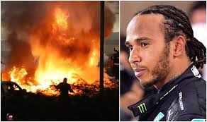 Lewis hamilton won the bahrain grand prix but the race was overshadowed by a horrible crash for romain grosjean on sunday. Romain Grosjean Crash Lewis Hamilton Grateful Haas Ace Survived Bahrain Gp Crash F1 Sport Express Co Uk