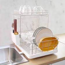 Au $13.29 to au $14.45. Double Layer Stainless Steel Dish Drainer Rack Kitchen Sink Organizer