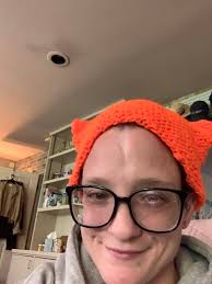 Made a 'cat stitch cat hat' for my guy 😻