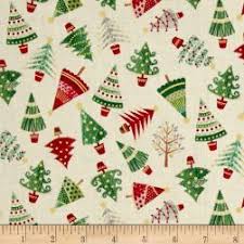 Traditional Metallic Christmas Trees Cream Printing On Fabric Christmas Fabric Metal Christmas Tree