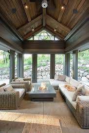 Screened In Porch Features Stained Shiplap Ceiling And Dark Trim Painted In Sealskin Realestate My Dream Home Porch Design House Design