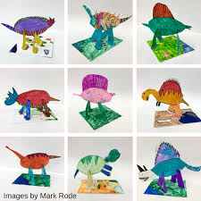 Mini Matisse Paper Dinosaur Sculptures Kindergarten Sculpture Elementary Art Projects Sculpture Kids