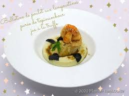 Ballotine De Poulet Aux Langoustines Puree De Topinambour Sauce A La Truffe Ballotine De Poulet Poulet Aux Langoustines Ballotine