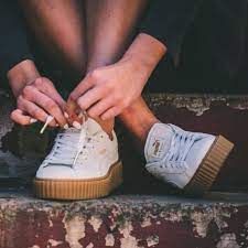 Puma By Rihanna Fenty Creeper Sneakers Suede Star White Oatmeal Creepers True To Size But Would Be Best For A Norm Suede Creepers Creeper Sneakers Sneakers