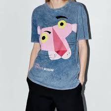 Zara Woman Nwt C The Pink Panther Blue Cotton T Shirt S M 4644 012 Panther Shirts Pink Panthers Zara Women