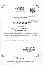 The company's memorandum and articles. Anything Global Home Facebook