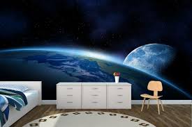 Moon Space Wallpaper For Bedrooms More Muralswallpaper Planning Wall Wallpaper Wall Murals Space Theme