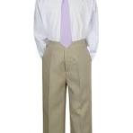 3pc Formal Bebé Adolescentes Niños Lila Corbata Caqui Pantalones Conjuntos  Trajes S-14 (6)