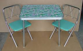Vintage Childrens Retro Folding Table And Chair Set Groovy Kids Chrome Vinyl Kids Folding Chair Kids Folding Table Fold Up Chairs