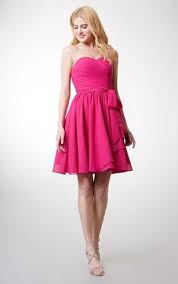 Dashing Strapless Sweetheart Top Pleated Layered Chiffon Dress With Belt Fuchsia Bridesmaid Dresses Purple Party Dress Hot Pink Bridesmaid Dresses