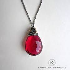 Ruby Red Necklace Topaz Gemstone Teardrop Pendant By Kande On Etsy Necklace Bracelets For Men Red Necklace