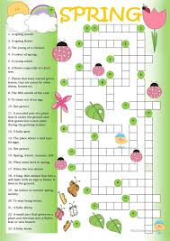 Compound words for spring vocabulary are used in this crossword. Spring Crossword Worksheets 99worksheets