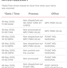 Does that count as 'dispatched'? Item Dispatched Out Mpc Pmih Klia Germany