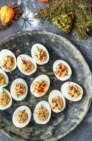 Spooky Deviled Eggs Recipe More Halloween Themed Appetizers On Bloghellofresh Deviled Eggs Recipe Easy Egg Recipes Deviled Eggs Recipe Classic