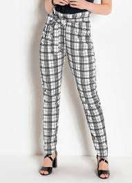 Calça Xadrez Feminina Preta E Branca Moda Pop Calca Xadrez E Brancacom Faixa Na Cintura Em 2020 Calca Xadrez Ideias Fashion Moda