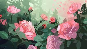 バラ園 植物 花 花の水彩画 創造的なイラストイラスト, バラ園, フラワーズ, 植物背景画像素材無料ダウンロード - Pngtree