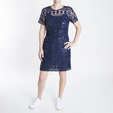 sequin mesh dress in true navy