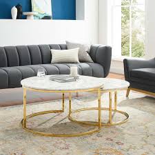 Straight lines were once deemed the realm of strict logic. Ravenna Artificial Marble Nesting Coffee Table Contemporary Modern Furniture Modway