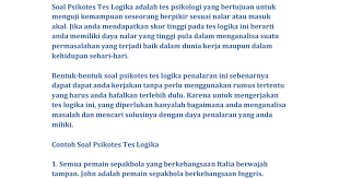 Maybe you would like to learn more about one of these? Contoh Soal Psikotes Tes Logika Pdf Google Drive