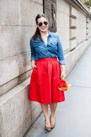 Fire Engine Red Red Skirt Outfits Stylish Midi Skirt Red Midi Skirt Outfit