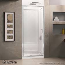 Flex 32 Inch X 32 Inch X 76 75 Inch Pivot Shower Kit Door In Chrome With Center Drain White Acrylic Bas Frameless Shower Doors Shower Doors Dreamline