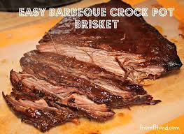 Pull meat apart and stir before serving. An Easy Crock Pot Barbeque Brisket Recipes Brisket Crock Pot Brisket Recipes