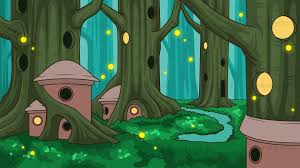 Kids magic forest cartoon artistic background design with clouds in the blue sky vector in watercolor style. Cartoon Forest Png Background Cartoon On Net